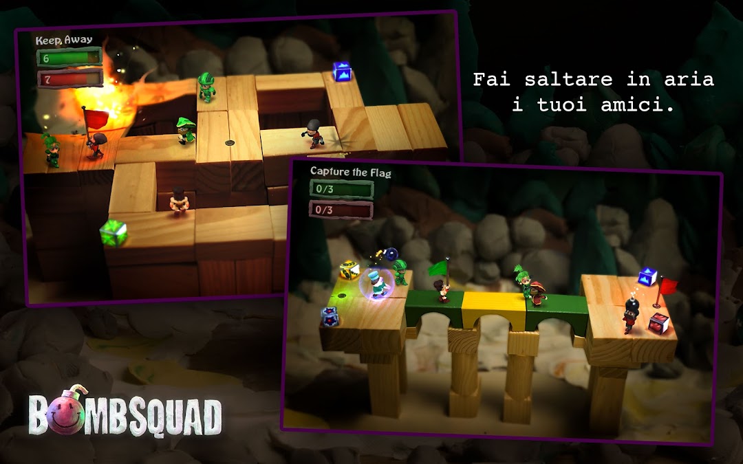 Schermata multiplayer caotica di BombSquad